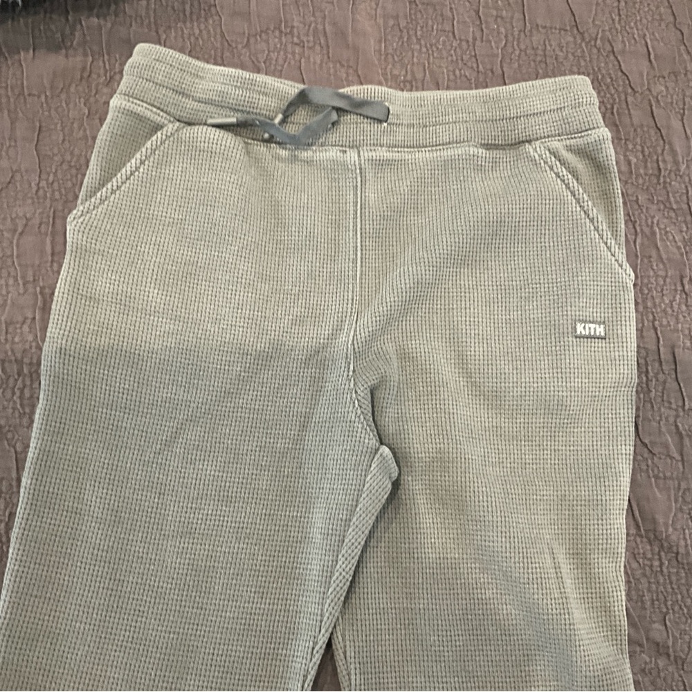 Kith Kids Gray/green Waffle Knit Bottoms